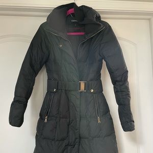 Black express winter coat with gold hardware